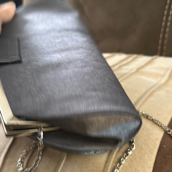 Vintage 1950s Silver Lame Clutch Purse with chain Handle - Picture 4 of 9